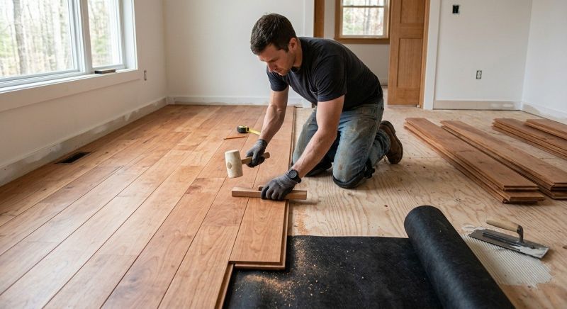 Cherry Floor Installation in Quinlan, TX
